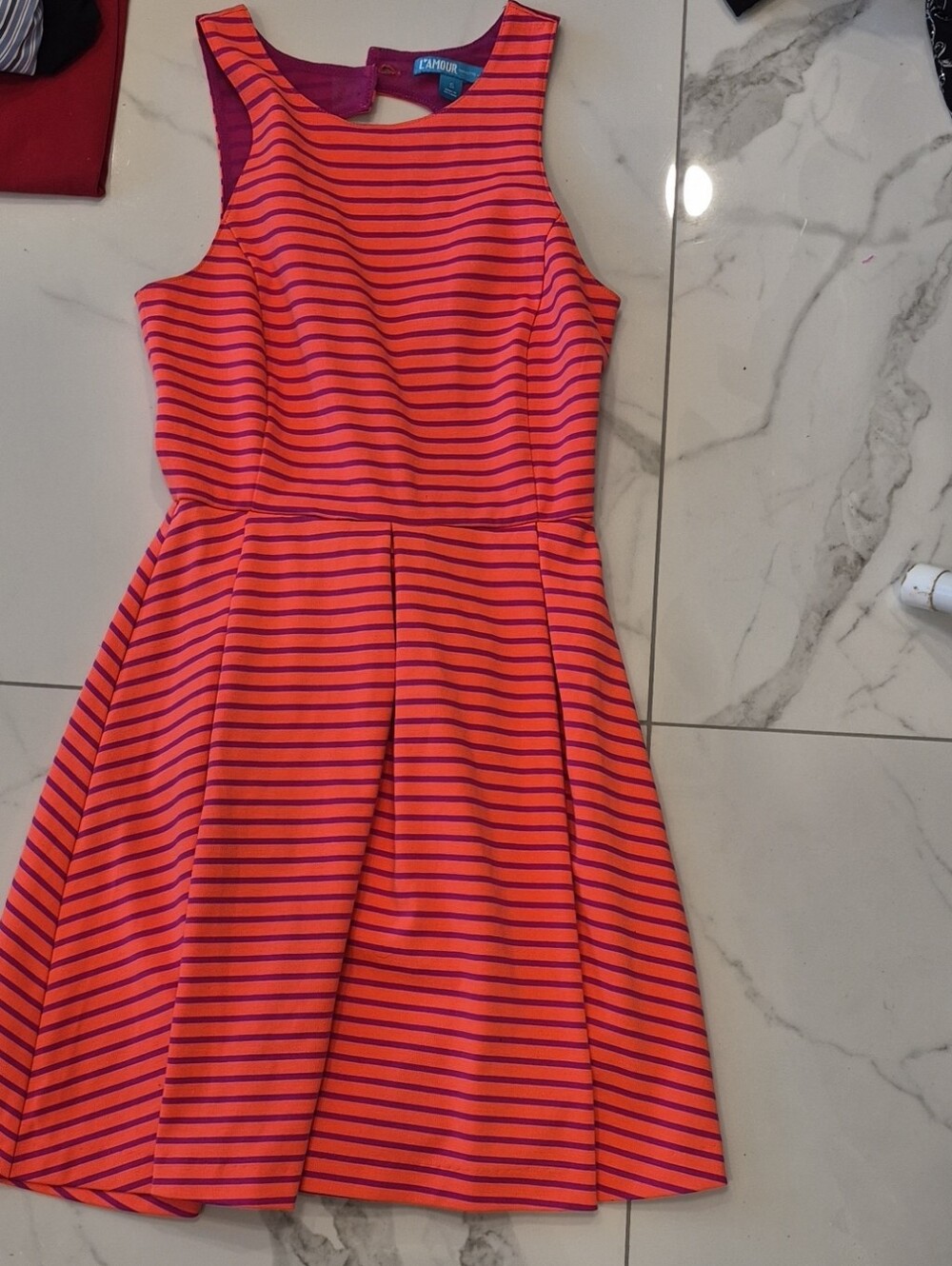 Nanette Lepore Purple and Orange Striped Fit-and-Flare Dress Nwot